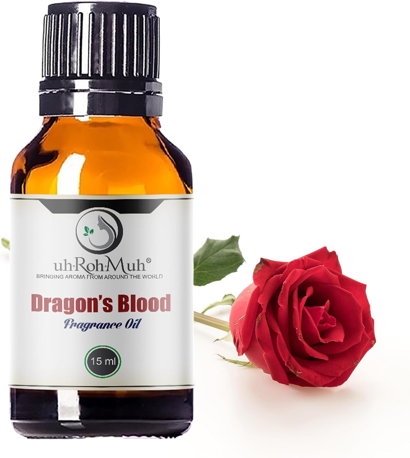uh*Roh*Muh Premium Dragon's Blood Fragrance Oil - Exquisite Amber Woods & Floral Blend with Citrus & Vanilla, Long-Lasting Scent for Hair & Body Care, Scented Candles, Soaps and DIY Projects 4oz