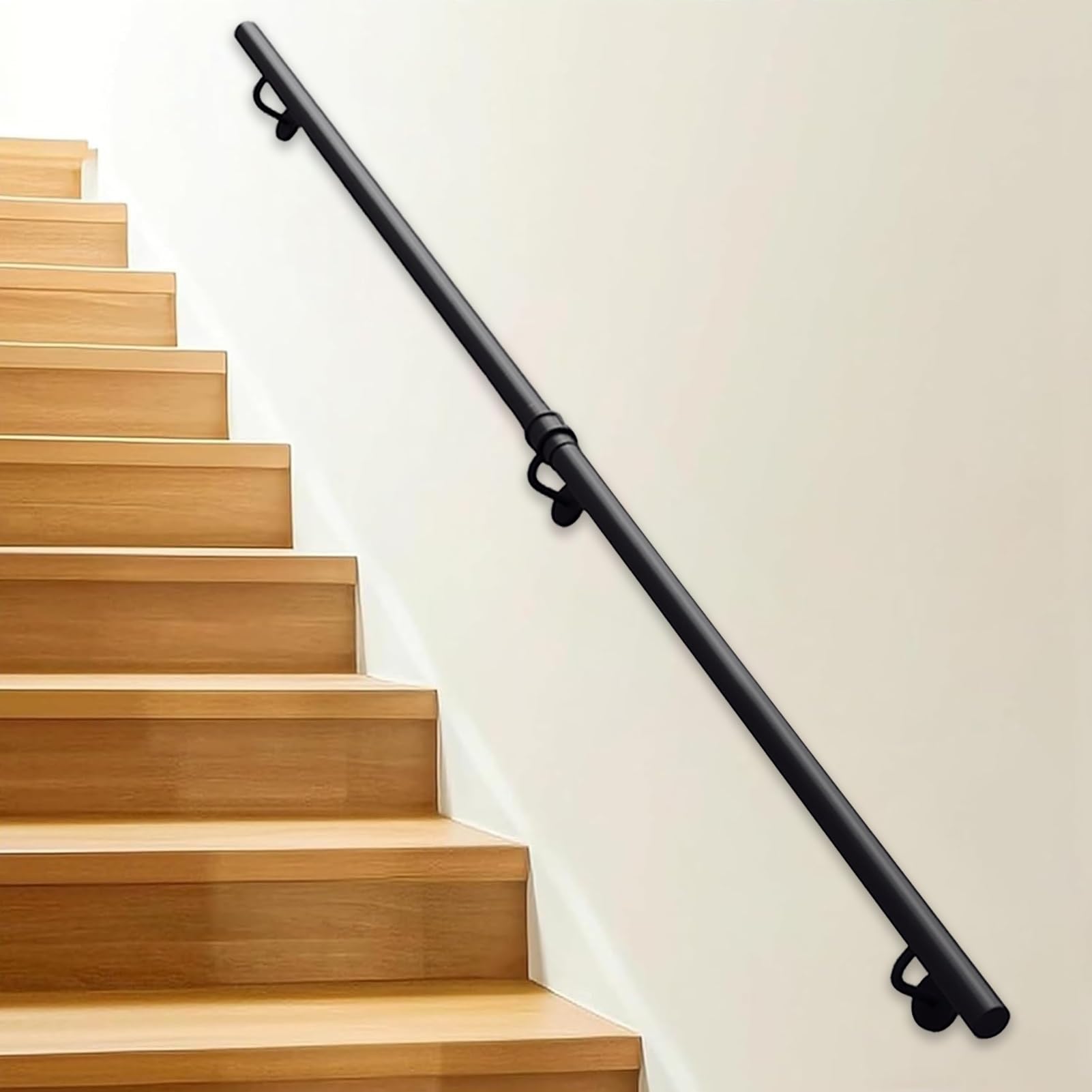 LYGSWDB Garde-Corps en Fer galvanisé de 30 600 cm avec Supports Barre d'appui intérieure/extérieure antidérapante Kit de Rampe Murale (6 pieds/180 cm) pour la sécurité la stabilité