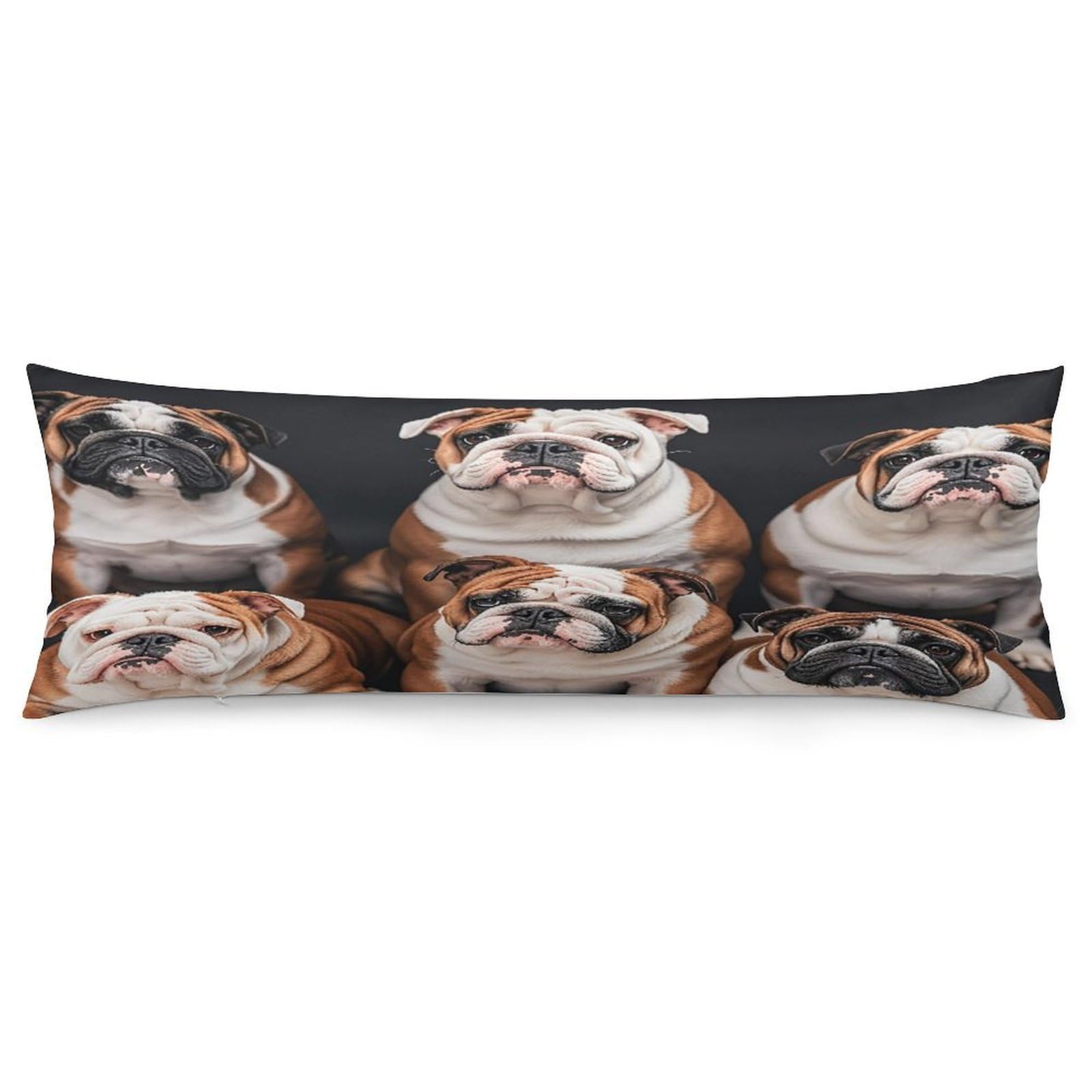 English Bulldogs Pillowcase Decorative Long Body Pillow Case Soft Breathable Body Pillow Cover Modern Large Pillowcase Cute Body Pillow Pillowcases for Bedroom Couch 18.9 X 53 Inch