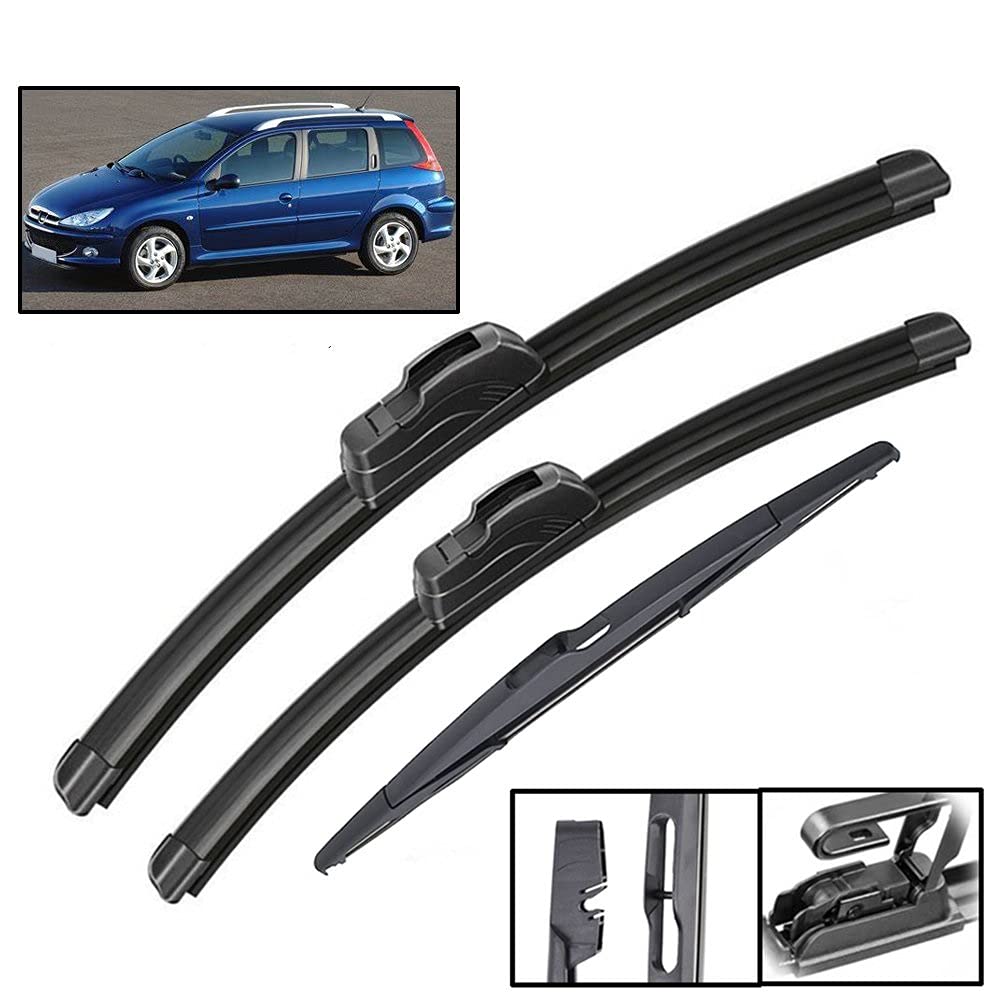 Juego De Escobillas De Limpiaparabrisas Delantero Y Trasero De 3 Uds Para Peugeot 206 SW 206SW Wagon 2000 2001 2002 2003 2004 2005 2006 2007 Parabrisas