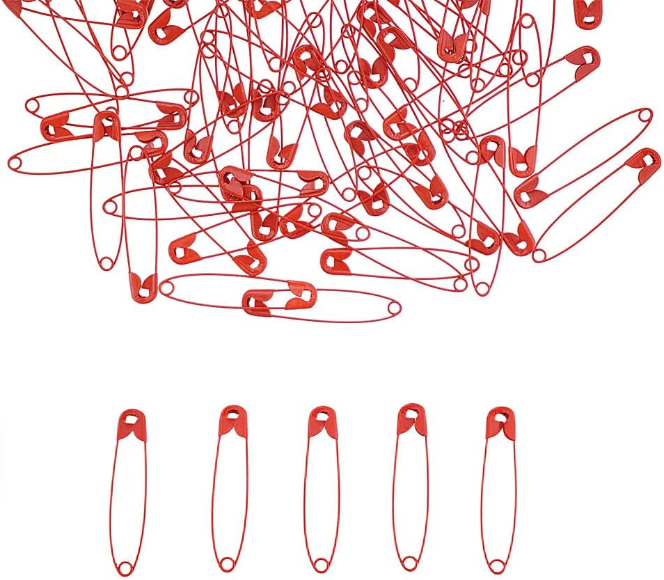 Red Safety Pins 2.16 Inch Metal Safety Pins for Handcrafts DIY Sewing Art Craft Pin Pack of 100