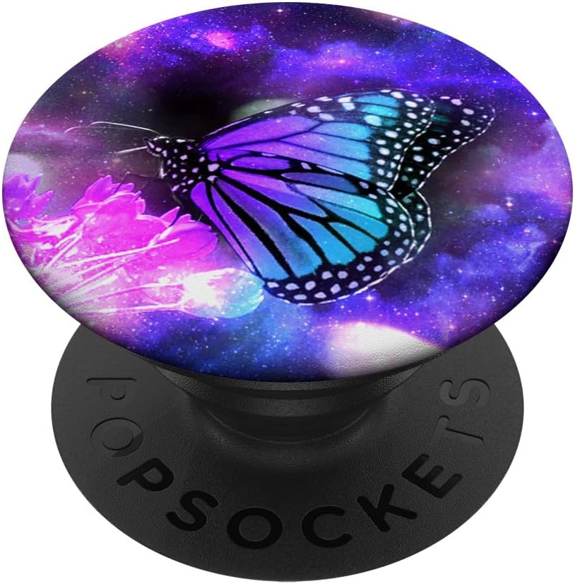 Butterfly Animal Blue and Purple Galaxy Wings Nature Design PopSockets PopWallet for MagSafe
