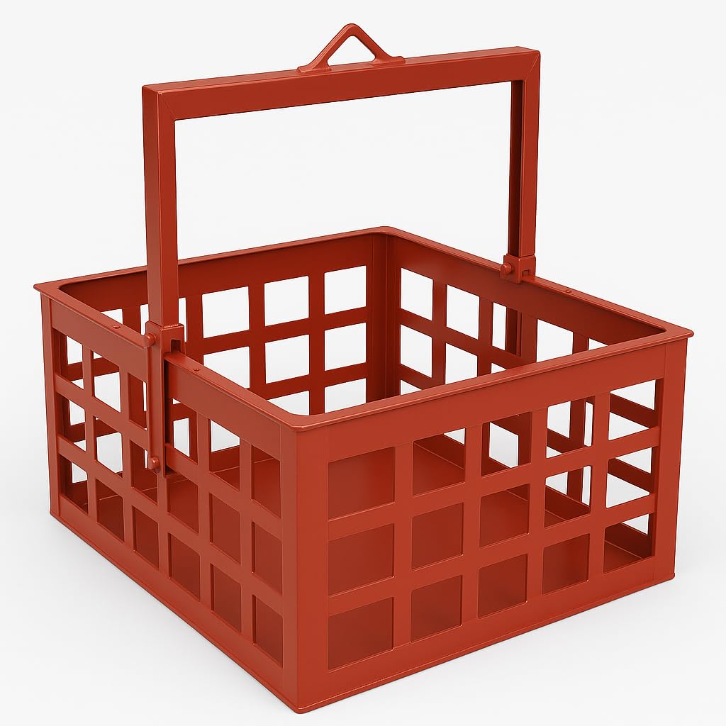 Cesta para montacargas 50x70 cm, fabricada en Italia - Cesta de chapa para grúa, Altura 30 cm Capacidad 105 lt/150 kg – Baúl portaherramientas para uso en construcción - Resistente a los golpes