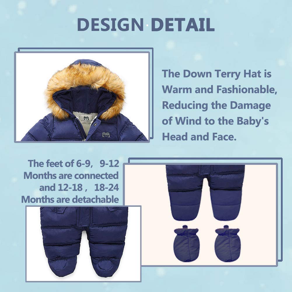 Jueshanzj Mono de nieve unisex para bebé con capucha para invierno
