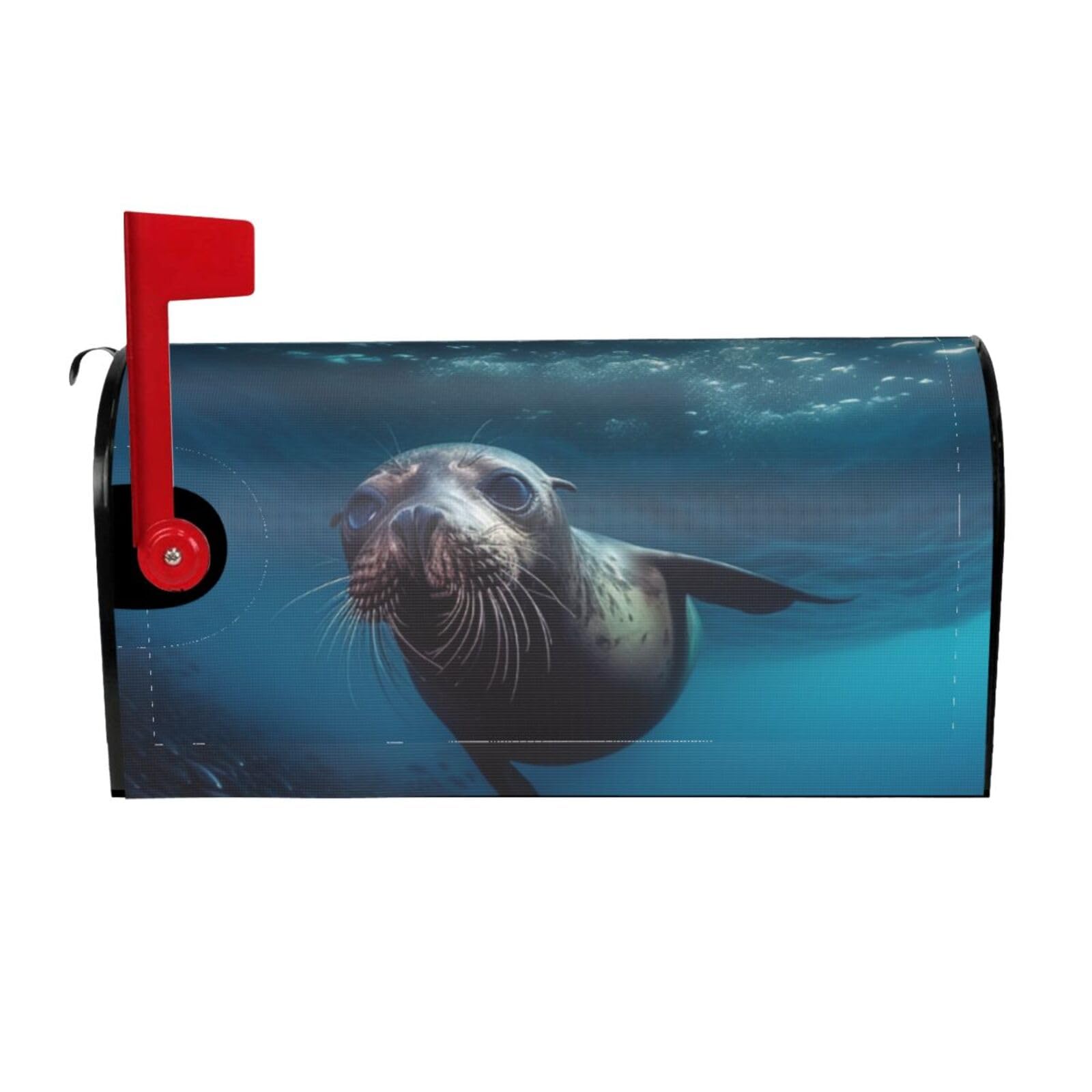 Underwater Sea Lion Mailbox Covers Magnetic Wraps Post Letter Box Cover Garden Home Decor 21x18 in