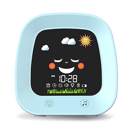 MILENGE Kids Alarm Clock, Digital Wake up Clock for Kids Bedroom, Toddlers Sleep Trainer with Sound Machine Night Light Nap Timer, Cute Digital Clocks for Boy Girl Birthday Gift
