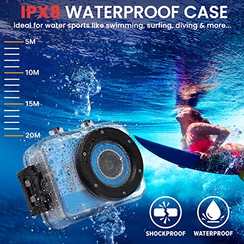 Image of Sound Around Gear Pro Sports Action Camera - HD 1080P Mini Camcorder w / 12 MP Cam, 2.4 inch Touch Screen USB SD Card HDMI, Battery - Waterproof Case, USB Cable, Wireless Remote Control, Mount - Pyle GDV285BL (Blue)