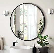The Arts Box Round Wall Mirror I Metal Frame I Modern Design Metal Frame I Bathroom Wash Basin, Bedroom, Drawing Room (Black, 24)