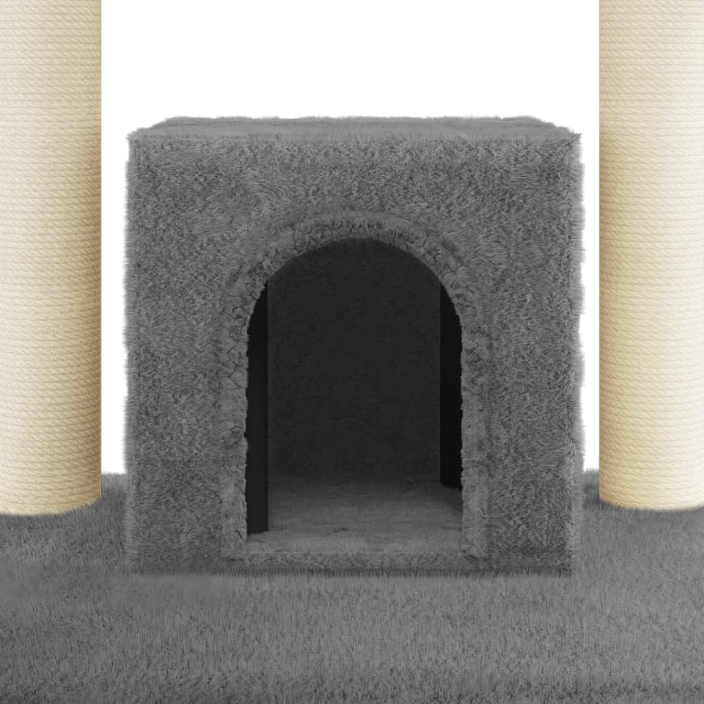Kratzbaum mit Sisal-Kratzsäulen Dunkelgrau 110 cm Katzenkratzbaum Kletterbaum für Katzen mit Kuschelhöhle Aussichtsplattformen und Plüschsitz Katzenmöbel