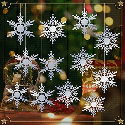LYGZTing 20 x copos de nieve decoración de Navidad para árbol de Navidad con purpurina, color blanco Cover
