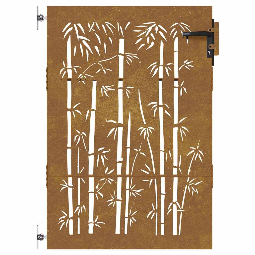Brama ogrodowa 85 x 125 cm, stal kortenowska, wzór bambusowy