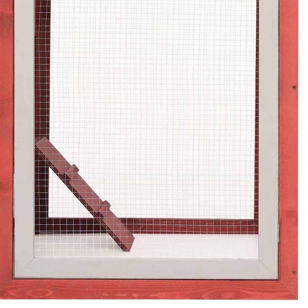 Klatka dla kurcząt, czerwona, 170 x 81 x 110 cm, lite drewno sosnowe i jodłowe, z wysuwaną szufladą i antypoślizgową rampą do wybiegów dla małych zwierząt i wybiegów na zewnątrz na balkon lub