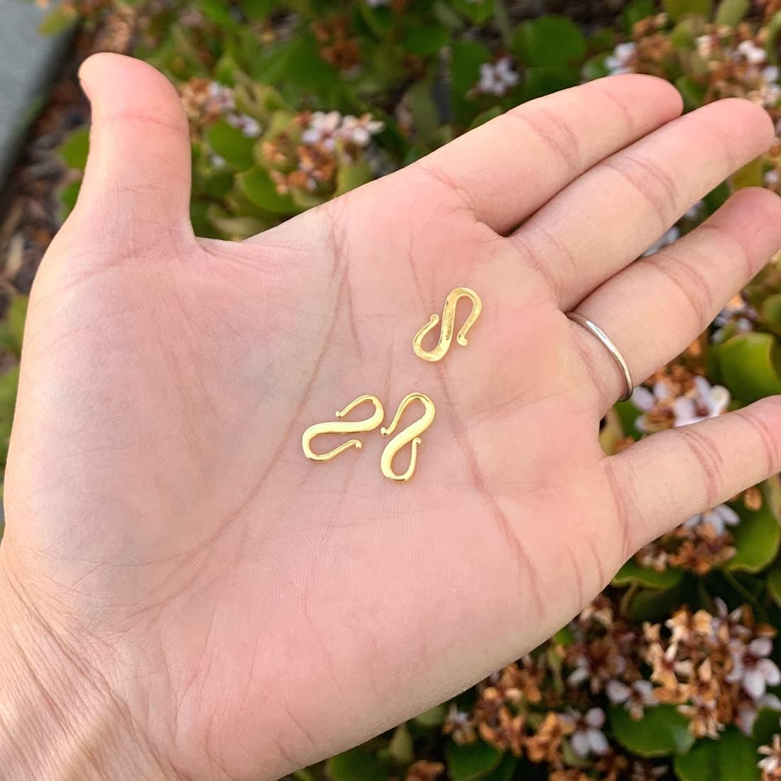 5pcs Adabele Real Yellow Gold Plated Sterling Silver S Hooks Clasp 15mm (0.59 Inch) Hypoallergenic Nickel Free for DIY Jewelry Making SS366