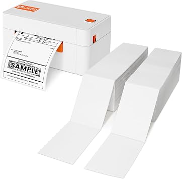 L Liked LP46 Bluetooth Thermal Label Printer, 4x6 Shipping Label Printer+4000 Fanfold 4" x 6" Direct Thermal Labels, with Perforated line