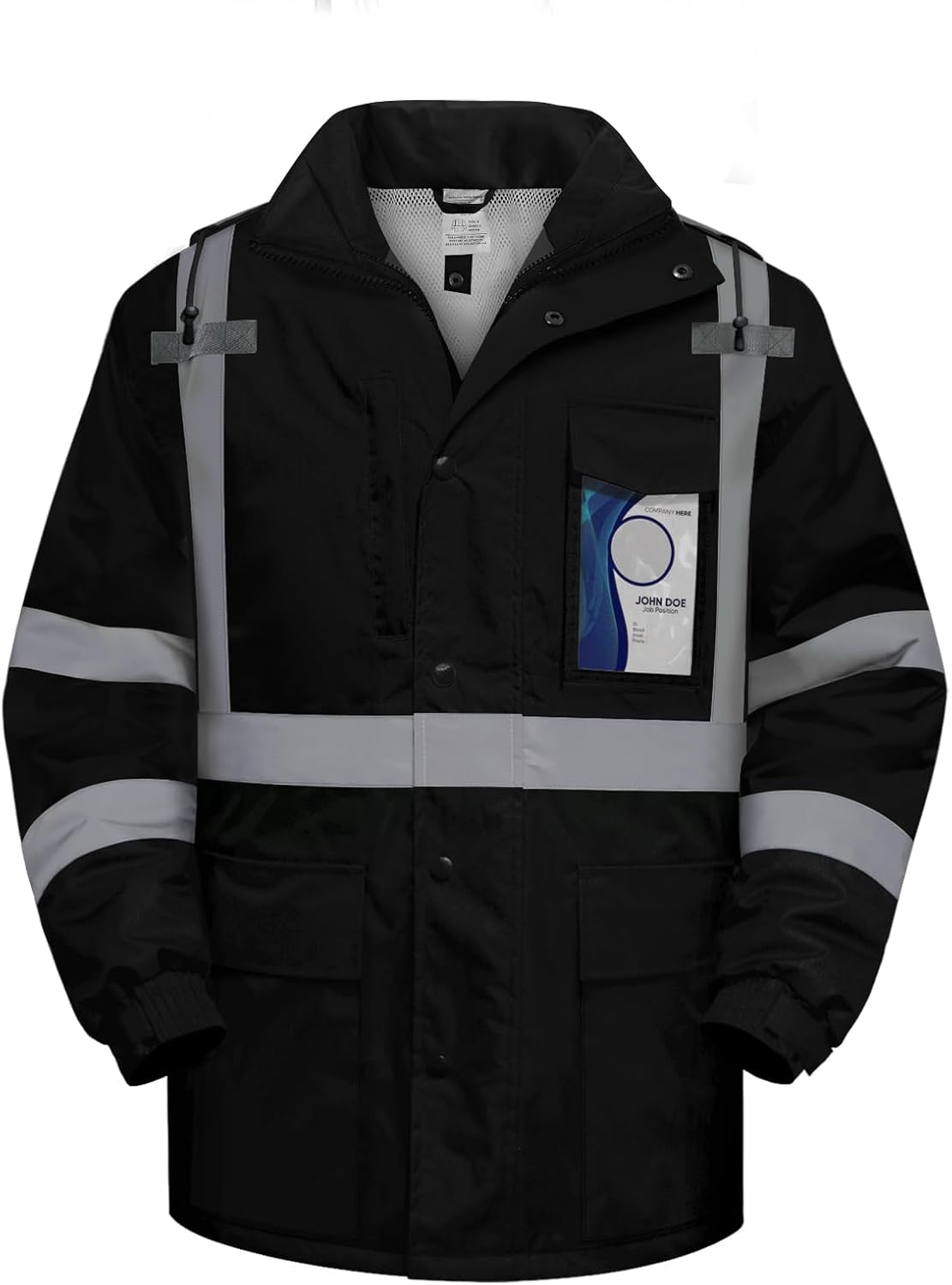 TCCFCCT Hi Vis Rain Jacket for Men without Liner Waterproof Reflective Safety Rain Gear for Work Safety, Breathable High Visibility Raincoats for Men Black Bottom, 15RD-Black XL