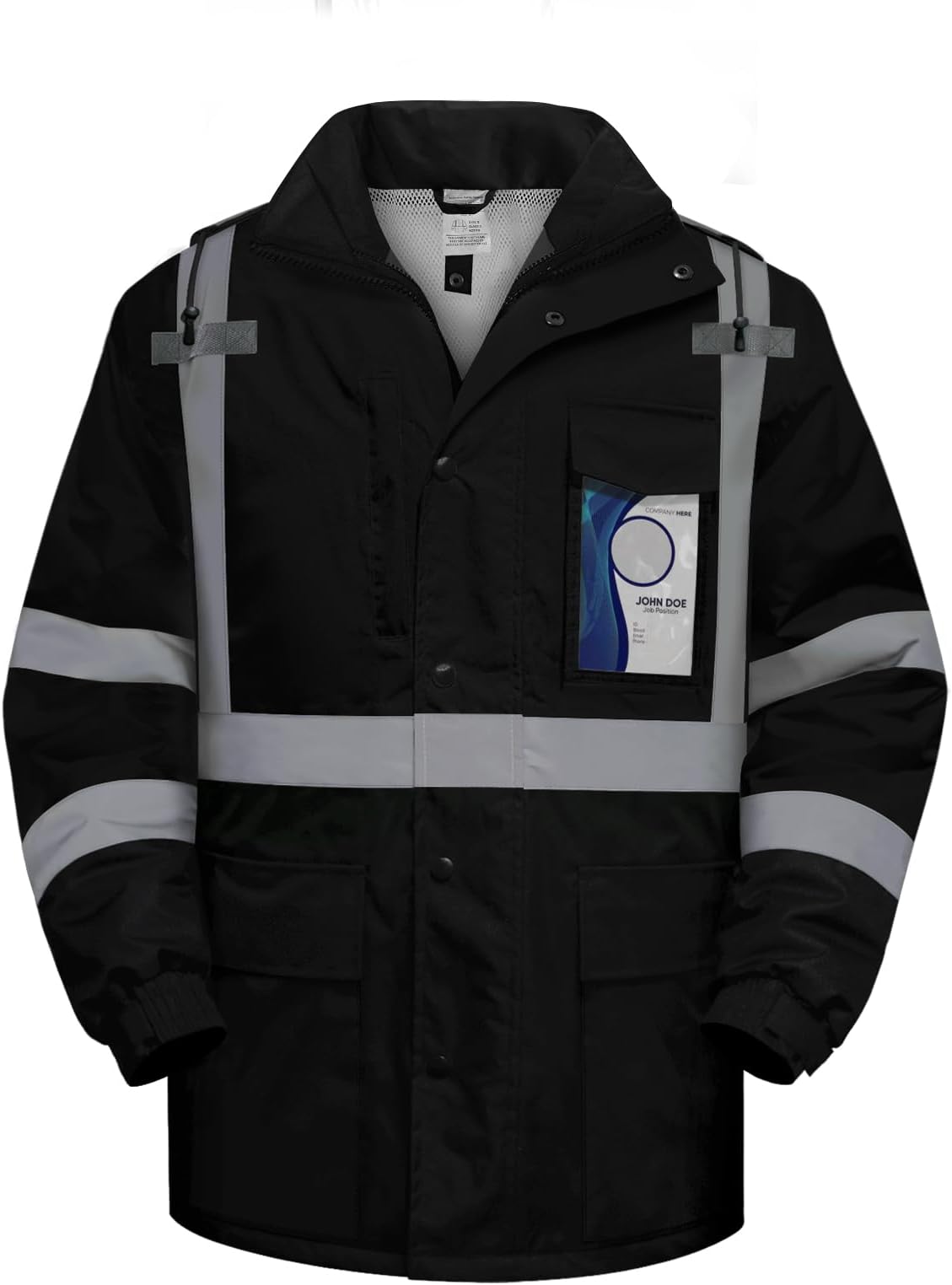 TCCFCCT Hi Vis Rain Jacket for Men without Liner Waterproof Reflective Safety Rain Gear for Work Safety, Breathable High Visibility Raincoats for Men Black Bottom, 15RD-Black XL