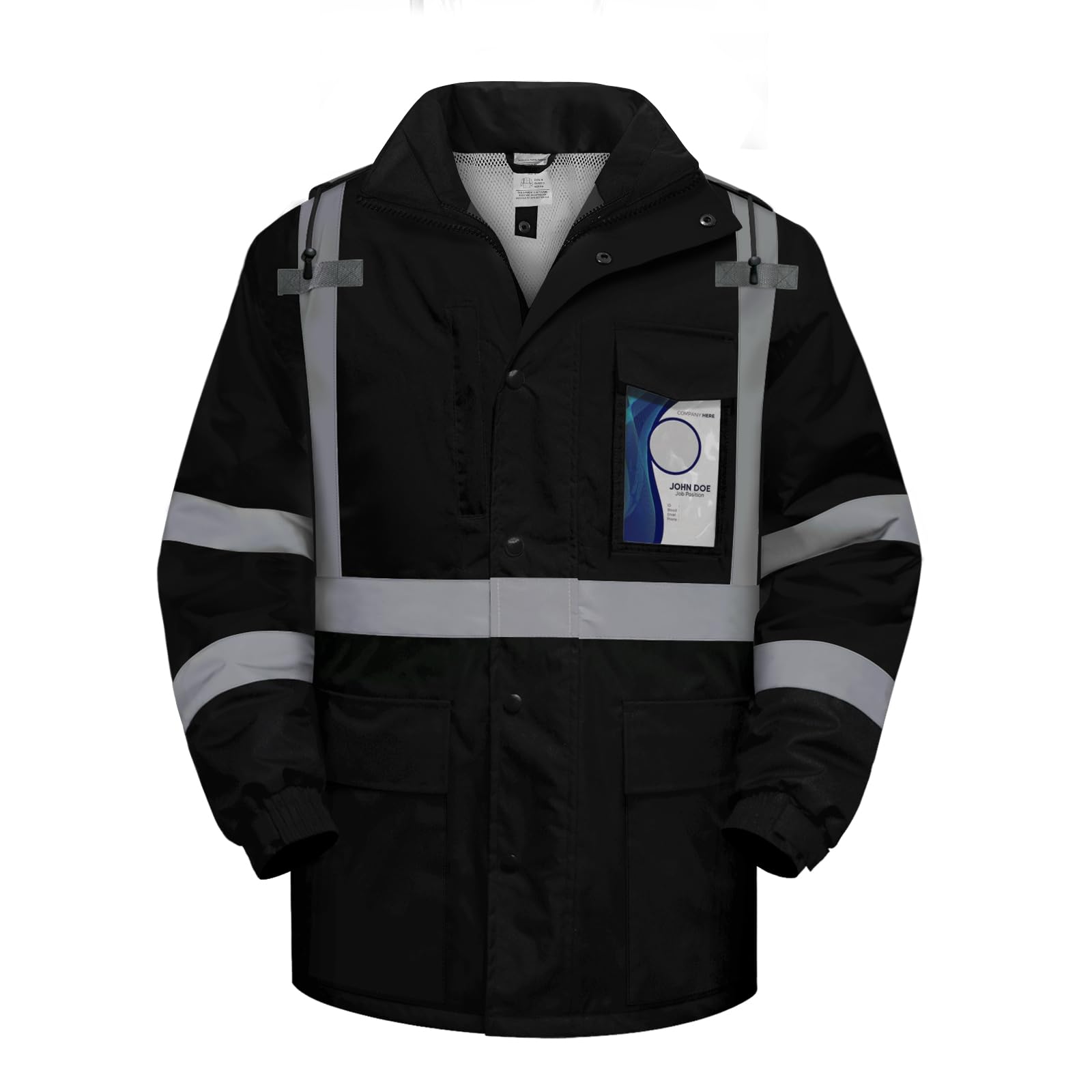 TCCFCCT Hi Vis Rain Jacket for Men without Liner Waterproof Reflective Safety Rain Gear for Work Safety, Breathable High Visibility Raincoats for Men Black Bottom, 15RD-Black XL