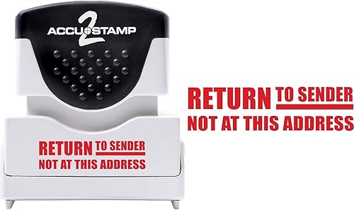 Miniatura 2 de Sello de 2 mensajes con obturador, 1 color, devolución al remitente NO en esta dirección, impresión de 1-5/8" x 1/2", pretinta, tinta roja (035632)