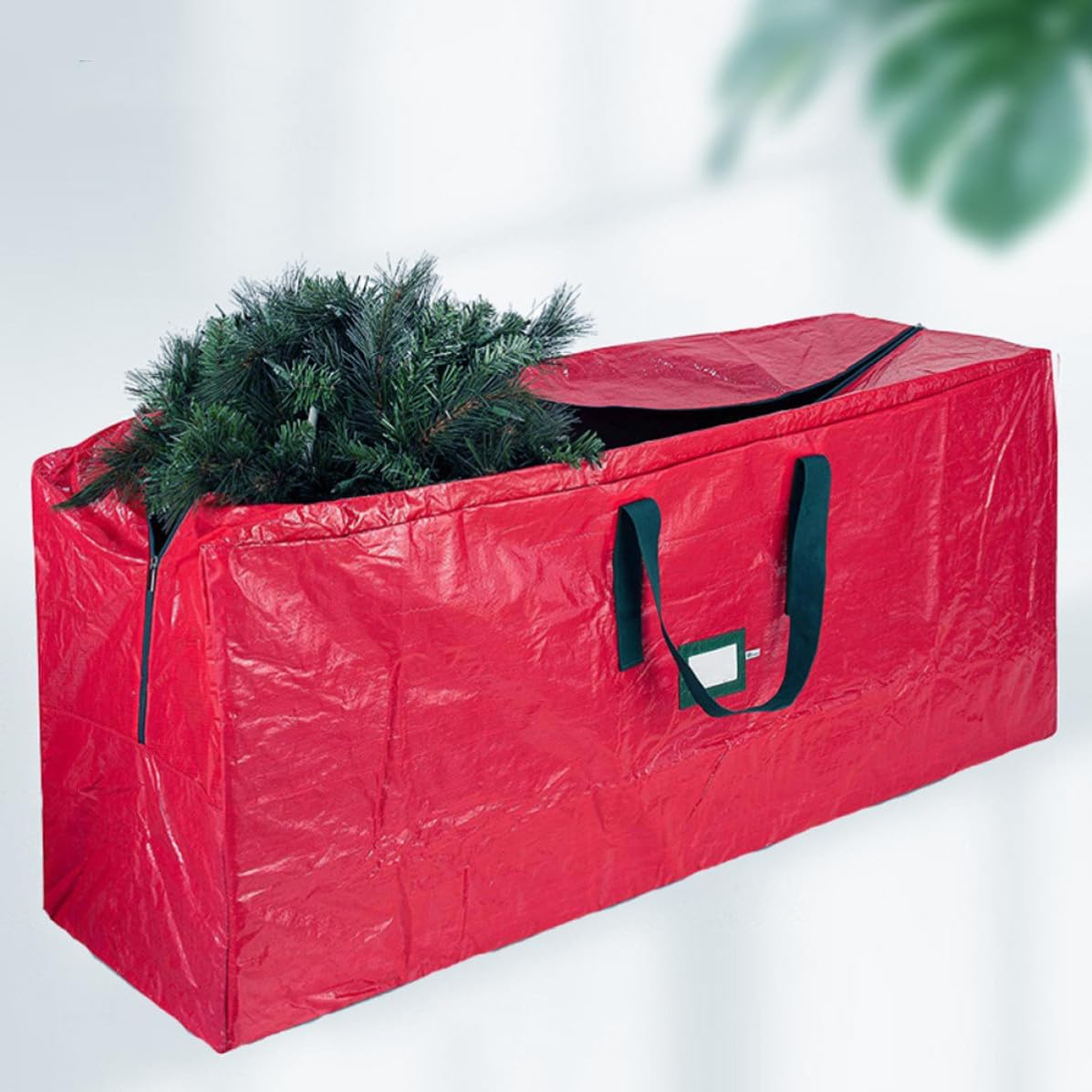 BESTYASH Christmas Tree Storage Bag Red with Handles Large Capacity Moisture Resistant Tree Storage Pouch Made of Pet and Non-woven Fabric Extends for Holiday Organization