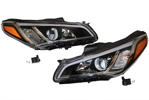 Miniatura 7 de CNCEST Par de faros delanteros halógenos  carcasa cromada lente transparente  ajuste directo  para Hyundai Sonata 2015 2016 2017  delantero