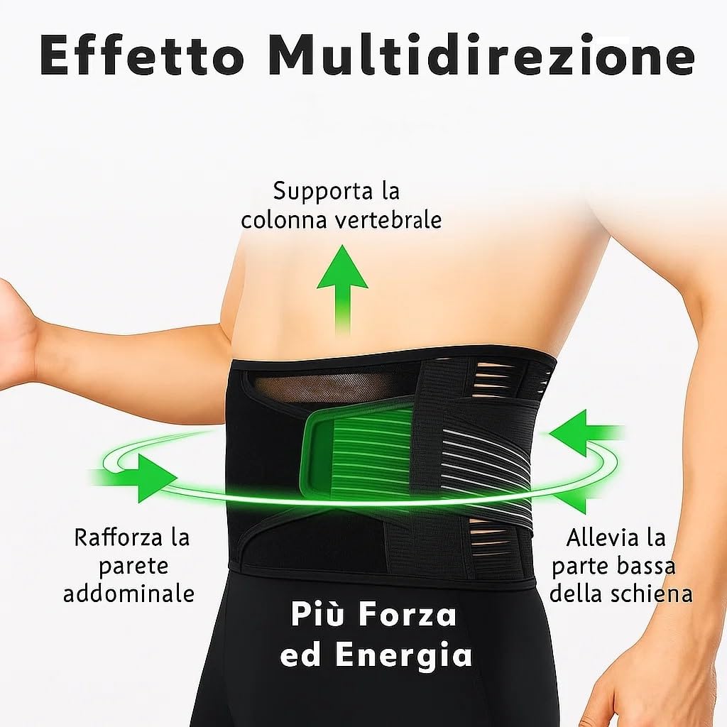 BODYPERFECT Busto Ortopedico Unisex Schiena Lombare Fascia Correttore Posturale 6 Stecche Cintura Uomo e Donna (Nero, S)