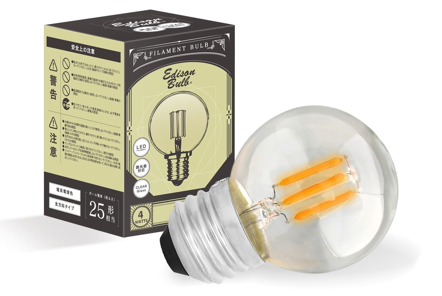 Amazon | E26 調光器対応 エジソンバルブ LED電球 (ミニGLOBEクリア