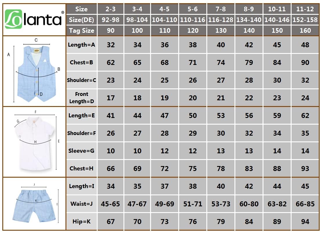 LOLANTA 4PZ Completo Cerimonia Bambino, Abito Bimbo Estivo con Gilet Pantalone Camicia e Papillon per 2-12 Anni