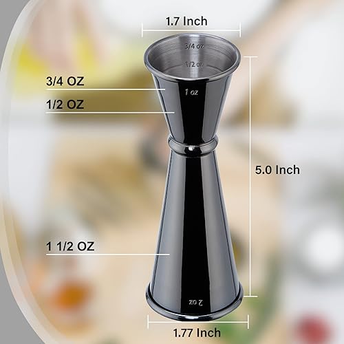 Miniatura 3 de BRIOUT - Jigger doble para coctel, de acero inoxidable 304 de grado alimenticio, de calidad alimentaria, 2 onzas, 1 oz, con medidas en el interior,