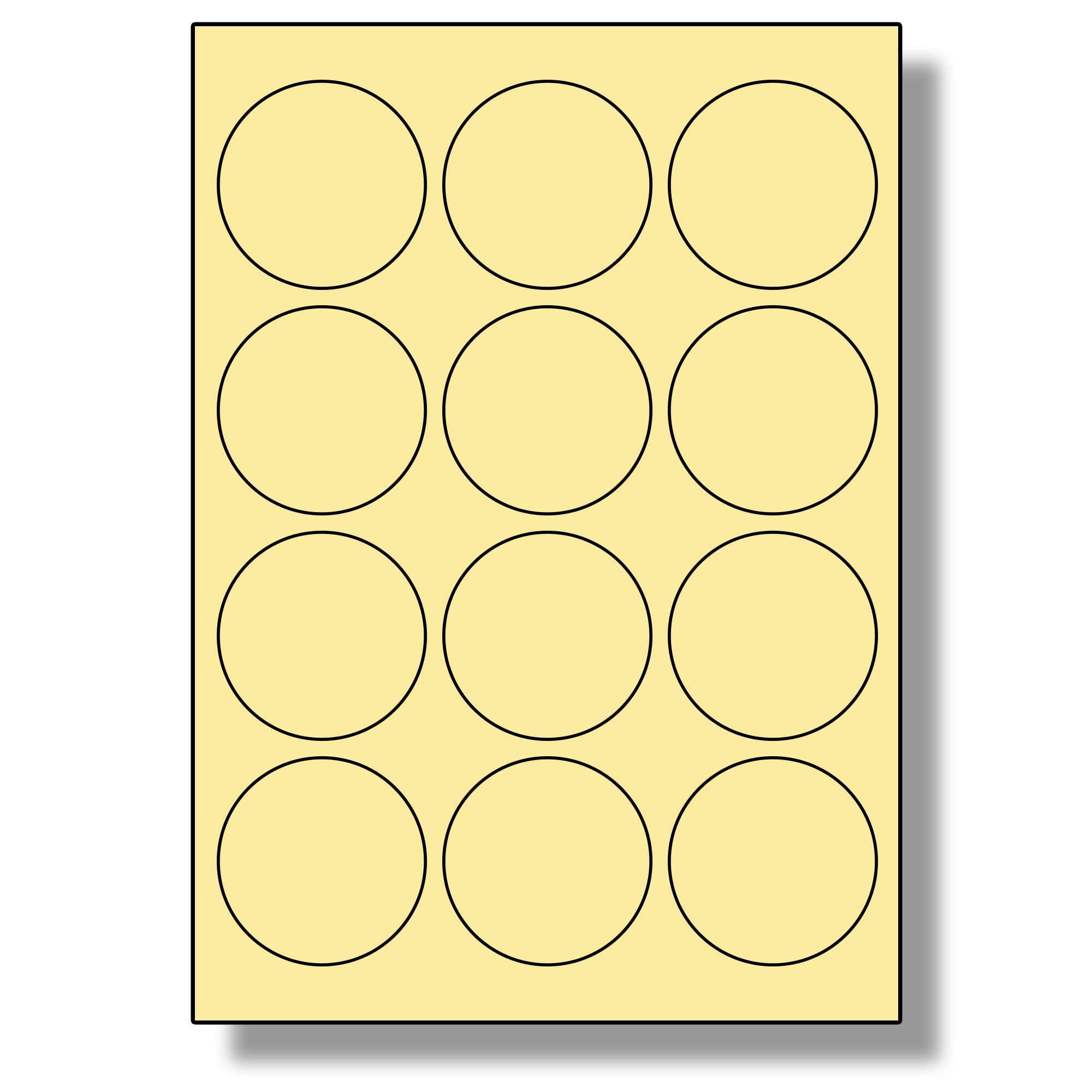 Label Planet® 12 Per Sheet, 50 Sheets (600 Round Cream Labels). Coloured Paper Labels, 63.5mm Diameter, LP12/63R C.