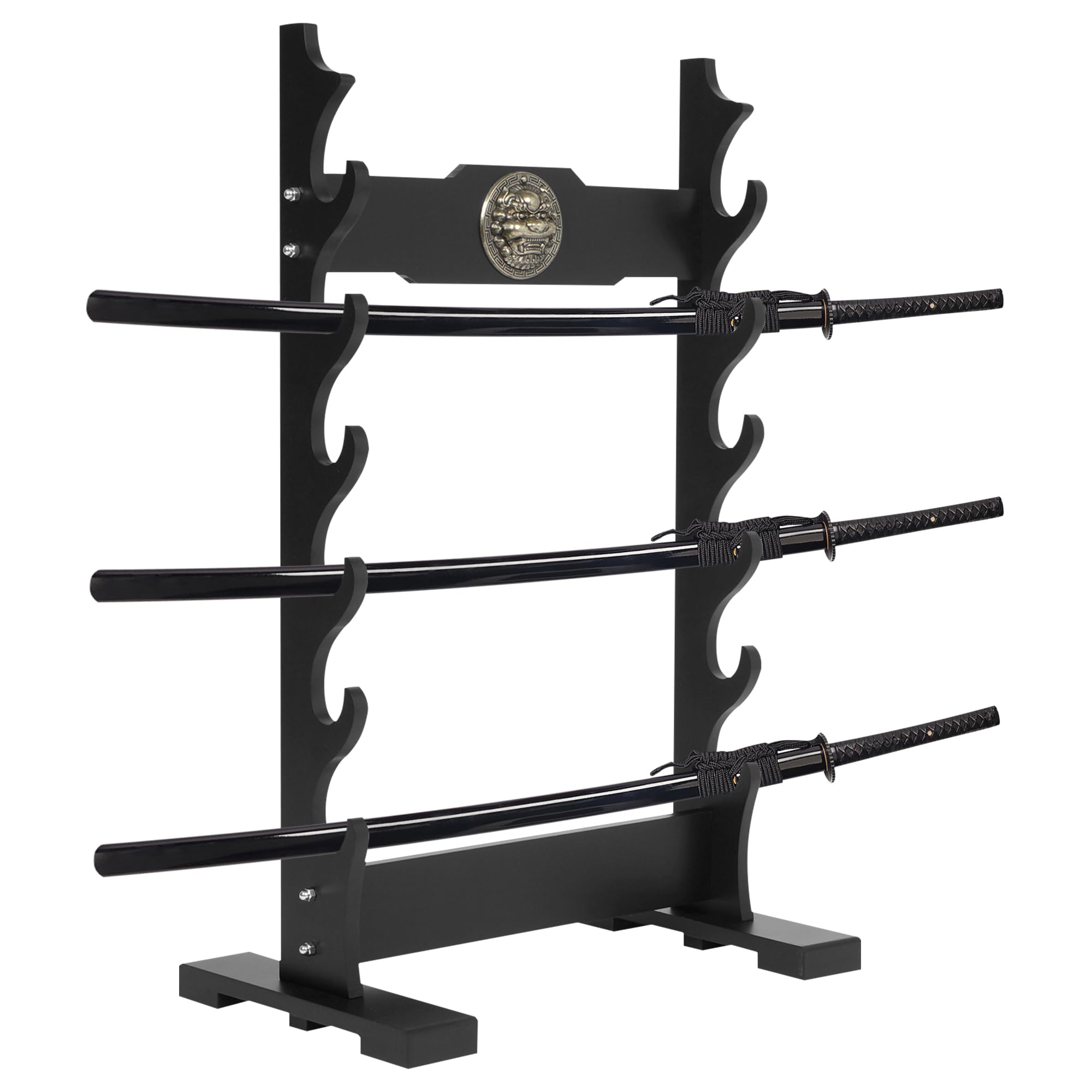 Kylin 6 Tier Sword Rack Floor Standing, Multilayer Katana Stand Floor, Wooden Sword Display Stand Floor, Japanese Samurai Sword Holder