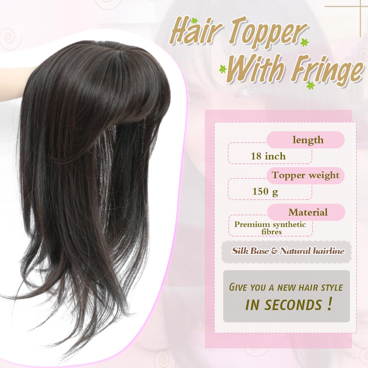 Amazon.com : gulagula Hair Topper 18 inch Hair Topper with 