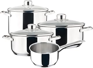 MAGEFESA Dux - Batteria da Cucina MAGEFESA Dux 7 Pezzi è Realizzata in Acciaio Inox 18/10, Compatibile con Tutti i Tipi di Fuoco. Facile Pulizia e Lavabile in lavastoviglie.