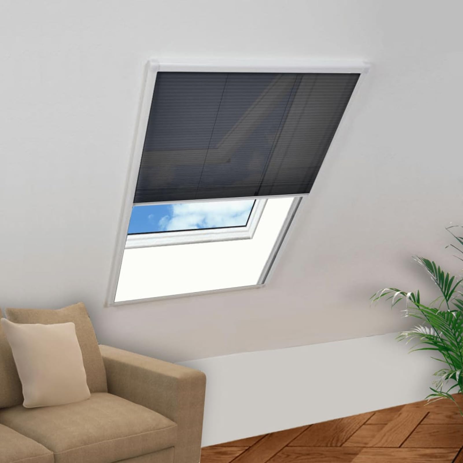 ZEYUAN Insektenschutz-Plissee für Fenster, Fliegengitter Fenster, Fliegenschutz Fenster, Pollenschutzgitter Fenster, Insektengitter Fenster, Insektennetz, Fensternetz, Aluminium 80 x 120 cm