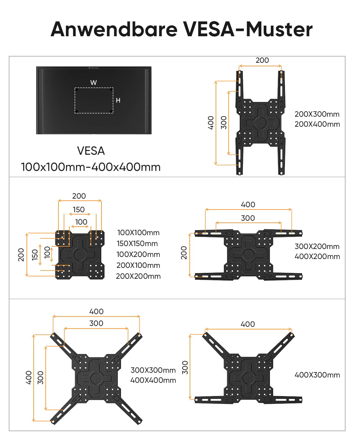 FORGING MOUNT TV Wandhalterung mit 1035mm Extra langem arm 26–65 Zoll TVs, Fernseher Halterung 180°drehbar,Neigbar,Vollbewegliche TV Halterung, MAX VESA 400 x400mm up to 35KG