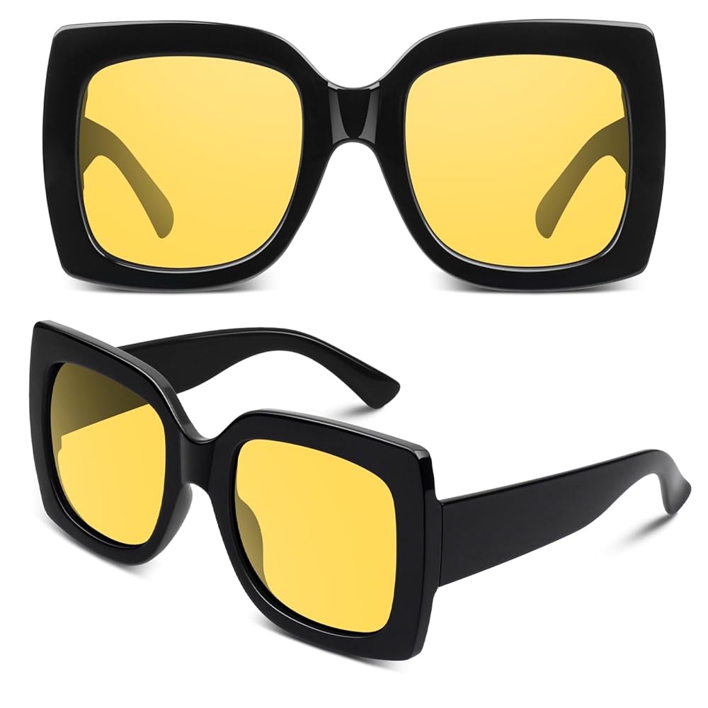 SUN様 GQUEEN Oversized Square Frame Sunglasses Womens Retro