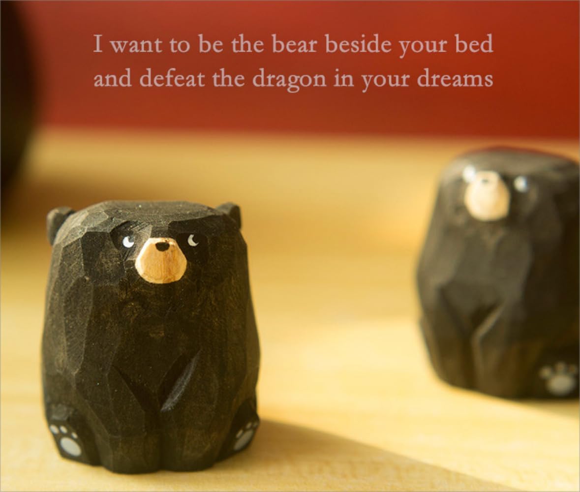 Small Sitting Wooden Bear Figurines, 3-Pack – Hand-Carved Brown, Polar & Black Bears, 1.4" Cute Desk & Monitor Top Decor, Gift for Animal Lovers - Image 7