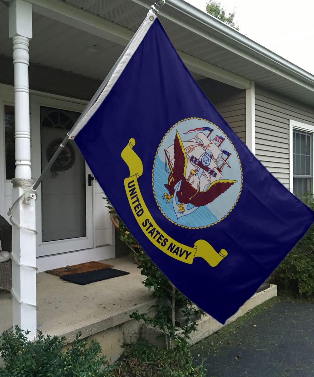 Navy Flag 3x5 Outdoor Double Sided Heavy Duty 3ply United States Navy Seal Flags Super Durable USN Flags 4 Rows Stitched Edge Canvas Header with 2 Brass Grommets Vivid Color - Image 2