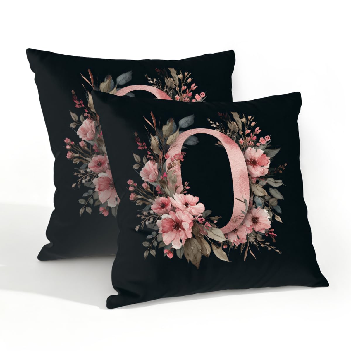 Outdoor Pillow Covers Waterproof Pillowcases 20x20in Set of 2 Alphabet O Floral Art Decorative Throw Cushion Case for Couch Sofa Garden Patio Furniture