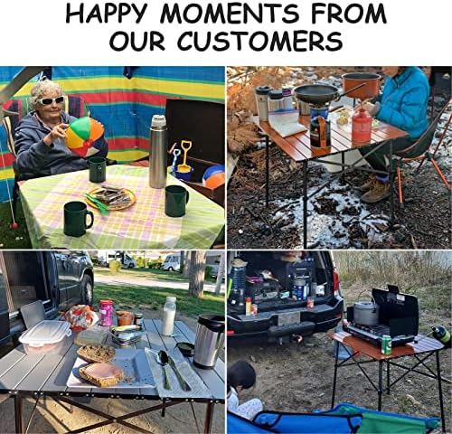 Stół kempingowy składany aluminiowy Kwadratowy stół Roll Up Top 4 osoby kompaktowy stół ogrodowy z torbą do noszenia na piknik, obóz Backyard BBQ, srebrny