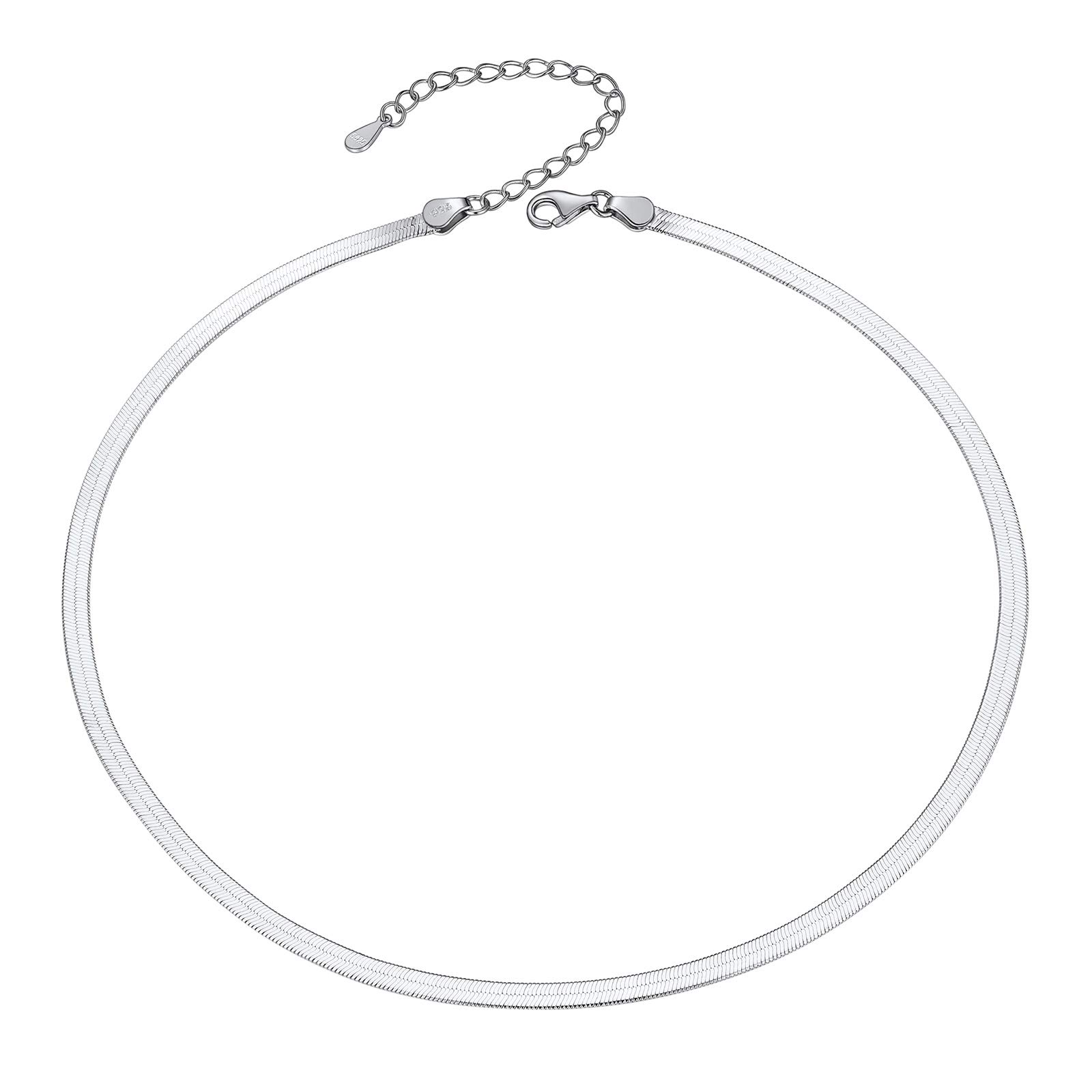 PROSILVER Collana Girocollo Donna Argento 925, Collana a Catena Serpente Chokcer 3mm, 32/38cm con Confezione Regalo