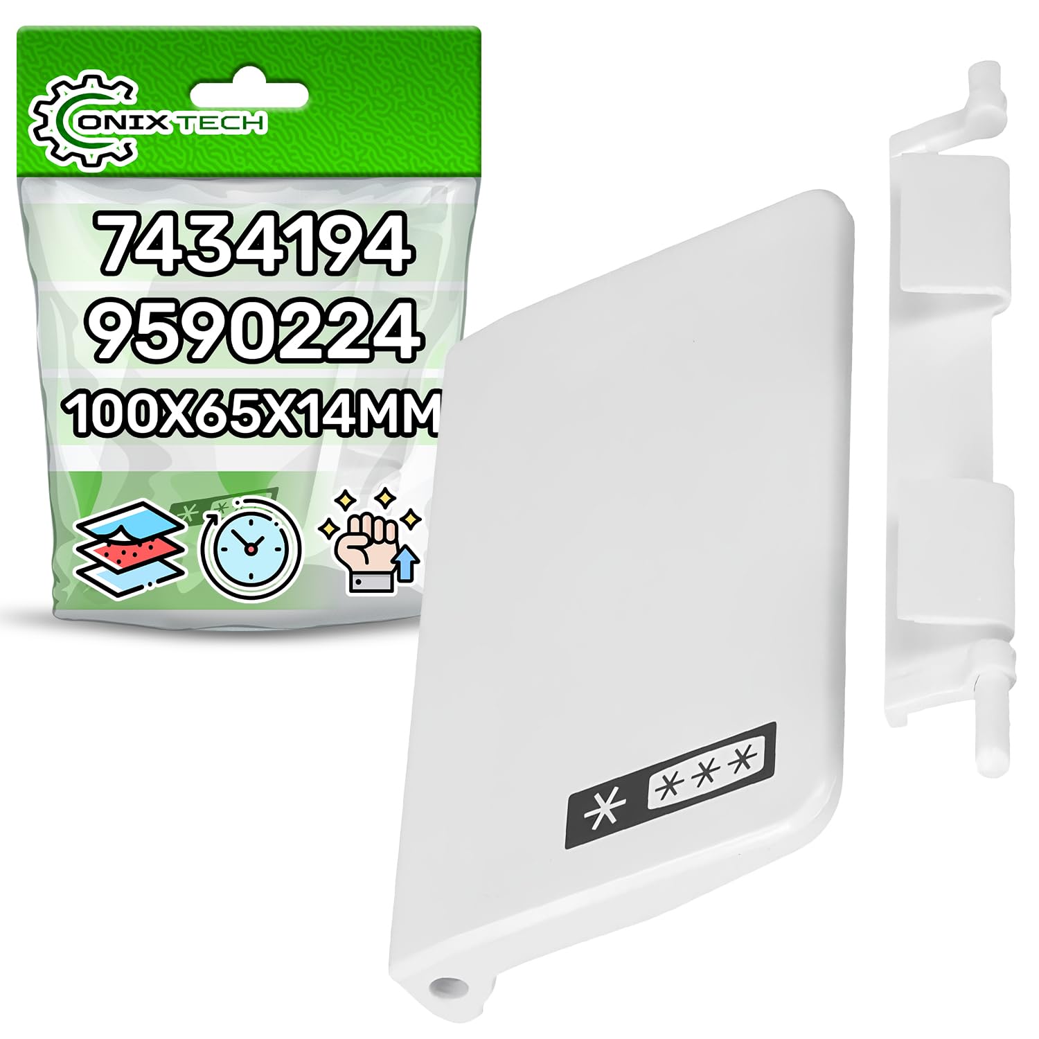 ONIX TECH Gefriertürgriff 100x65x14 mm mit Original Code 7434194 9590224 für Liebherr - Garantie 5 Jahre