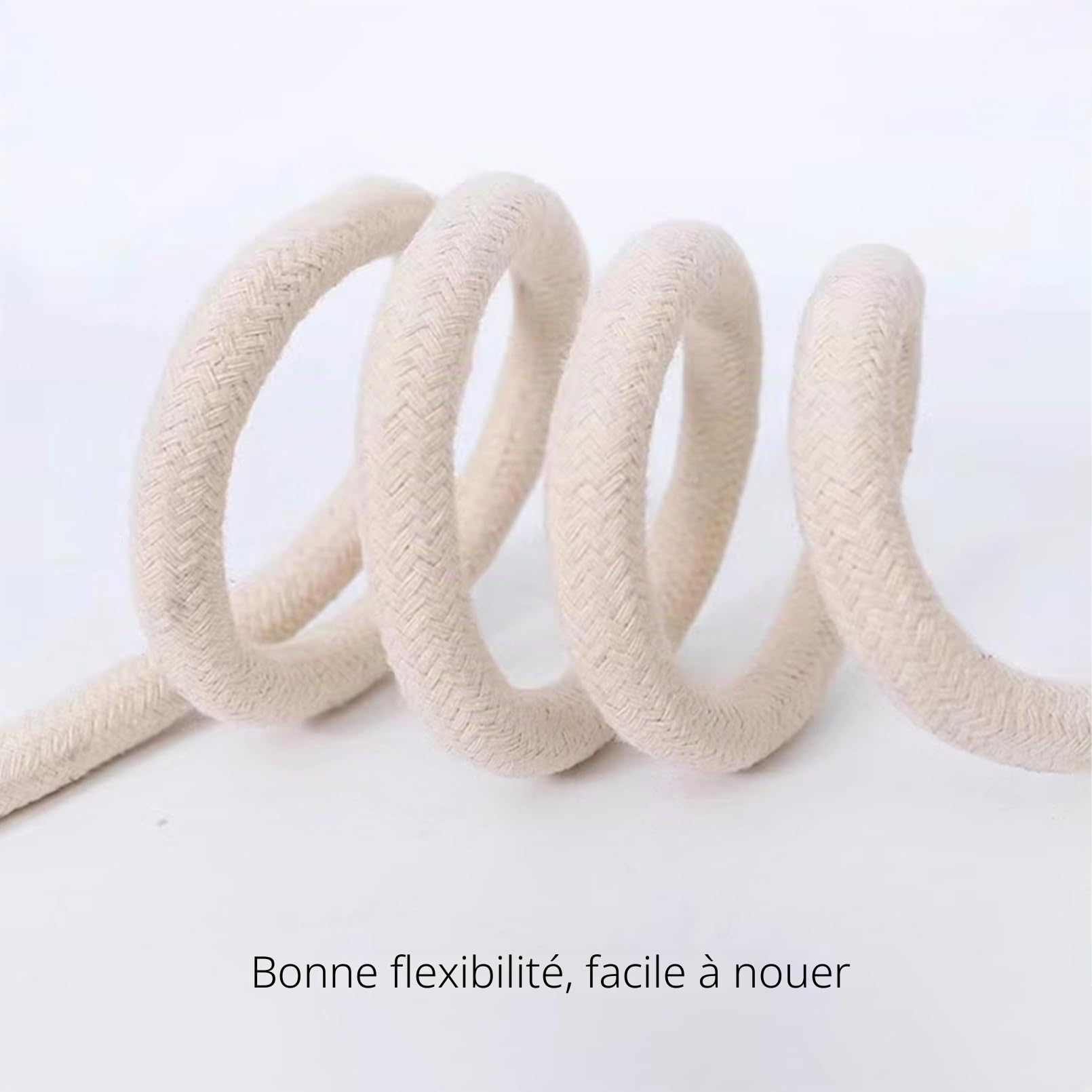 Aoneky Corde en Coton Tressée 10/14/16mm, 15-60M - Cordon Coton Macramé en Fibres Naturelles pour Décoration, Bateau, Sport (14mm x 15M)