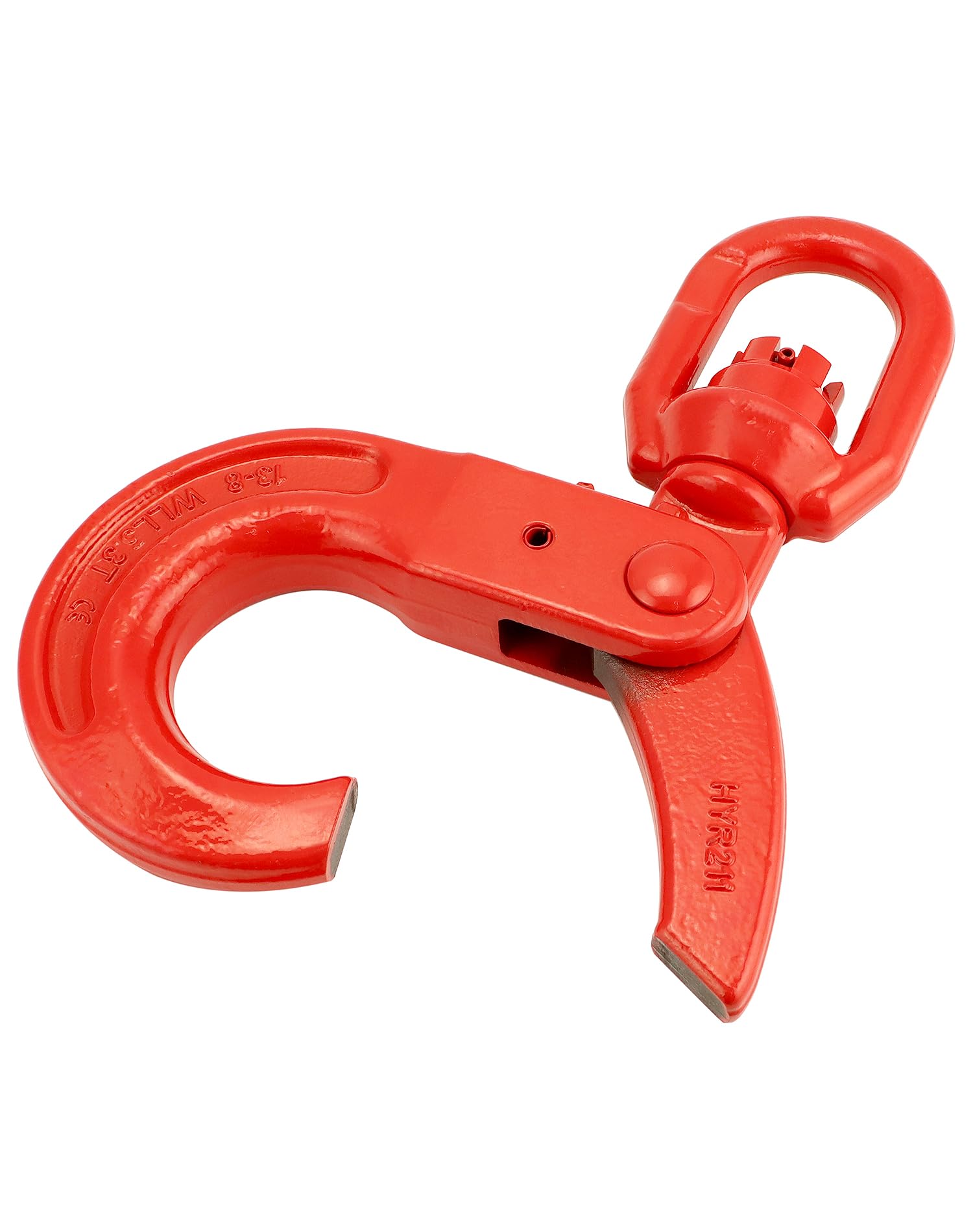 QWORK Gancho giratorio de acero forjado de grado 80, gancho de seguridad, gancho de elevación de 10000 libras, gancho de bloqueo fuerte forjado en gota, ojos giratorios grandes de 1,27 cm, acabado