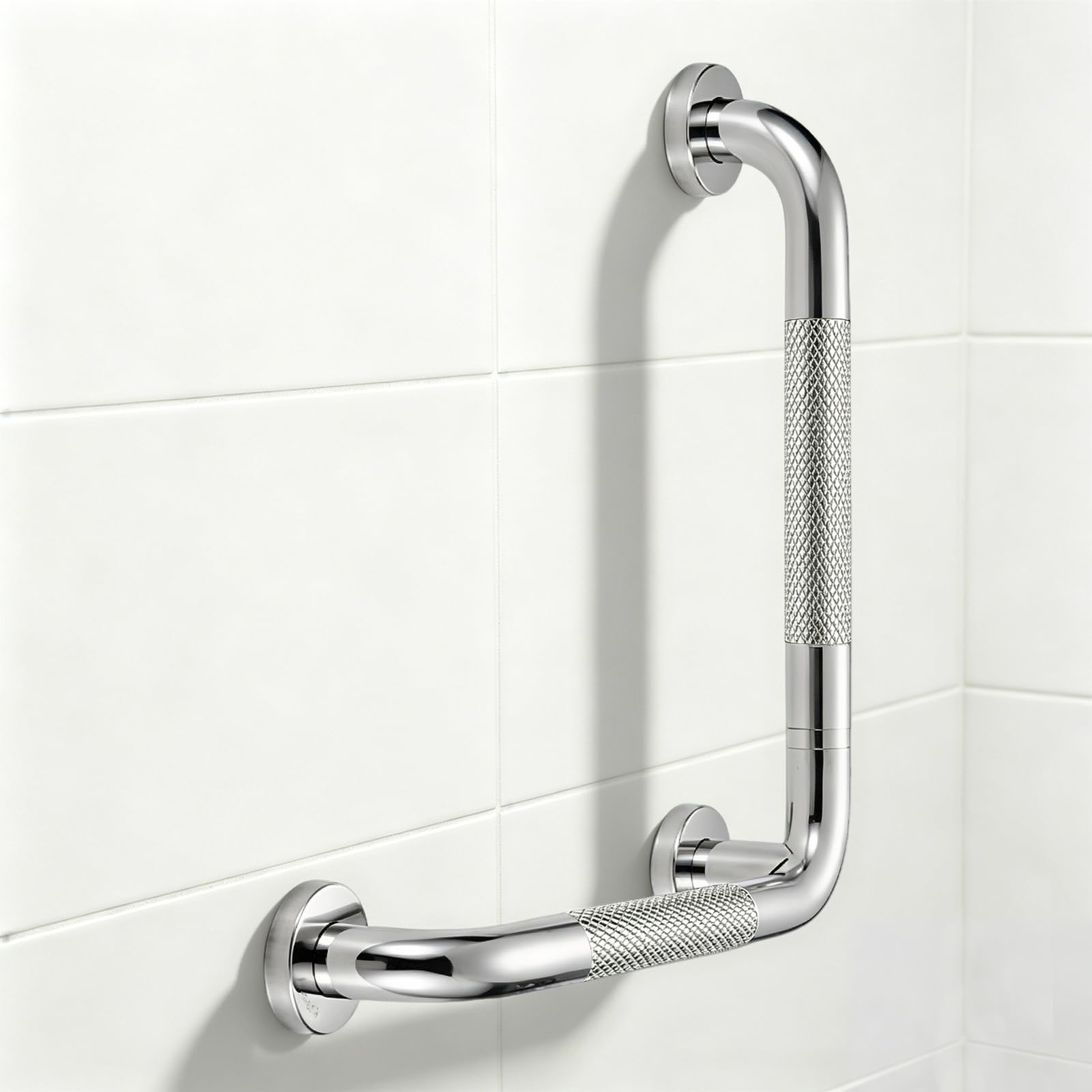 Barre d'appui pour personnes âgées, 40 x 40 cm, poignée de douche en forme de L, en acier inoxydable, poignée de sécurité pour salle de bain, femmes enceintes, personnes âgées et handicapées (noir)