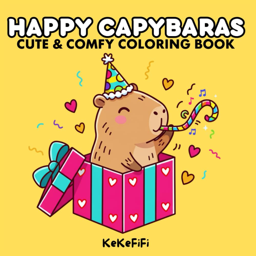 Happy Capybaras: A Charming & Cozy Coloring Book for Adults and Teens, Cute Capybara Drawings for Relaxation, Hygge, and Comfort