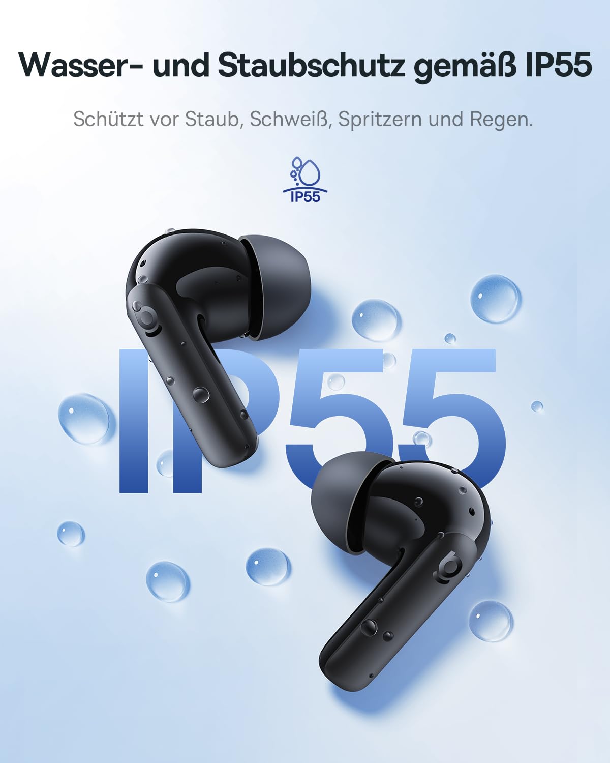 Baseus EP10 NC In Ear Kopfhörer Bluetooth Noise Cancelling, Bluetooth Kopfhörer mit -43 dB ANC, Adaptive Geräuschunterdrückung, Earbuds mit 4-Mic KI Klarer Anruf, IP55, 41H Spielzeit, Bluetooth 6.0