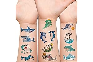 Vibrant Shark Temporary Tattoos for Kids' Aquatic Adventures