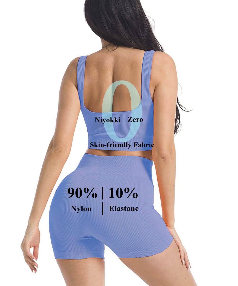 niyokki Workout Sets for Women Seamless Crop Tops Leggings Matching 2 Pieces Outfits Two Piece Yoga Workout Outfits