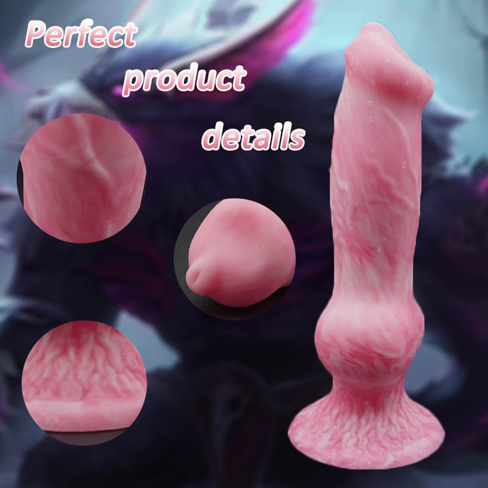AMAZBEE Gode en Silicone avec Ventouse Bite de Chien Loup Réaliste pour Stretching Jeu Anal Grand Gode Animal Monstre Texturé pour Femmes Hommes (XL)