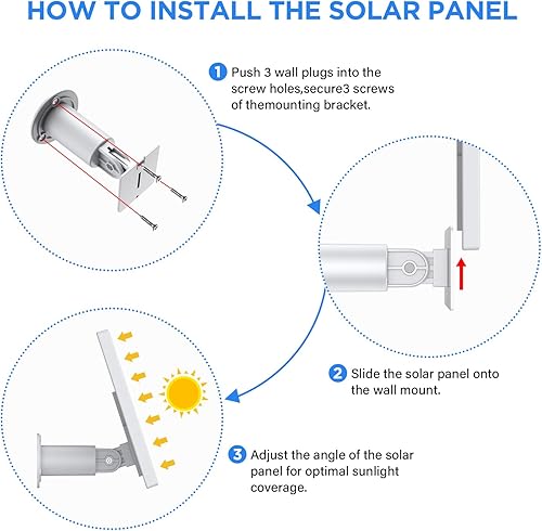 Miniatura 5 de OLAIKE Panel solar para anillo Stick Up Cam bateríaenchufe, cargador solar impermeable de carga continua con cable de alimentación impermeable de